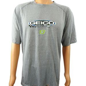 Adidas Germain Racing‎ Geico NASCAR #13 Ty Dillion Gray Shirt M Team Issue